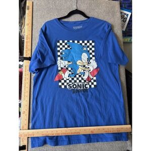 SONIC THE HEDGEHOG Sega Video Game T-Shirt Mens Size Large (Hole On Back)